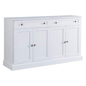58.3 in. W x 15.7 in. D x 33.9 in. H White Ready to Assemble Standard Corner Kitchen Cabinet Storage Buffet Cabinet