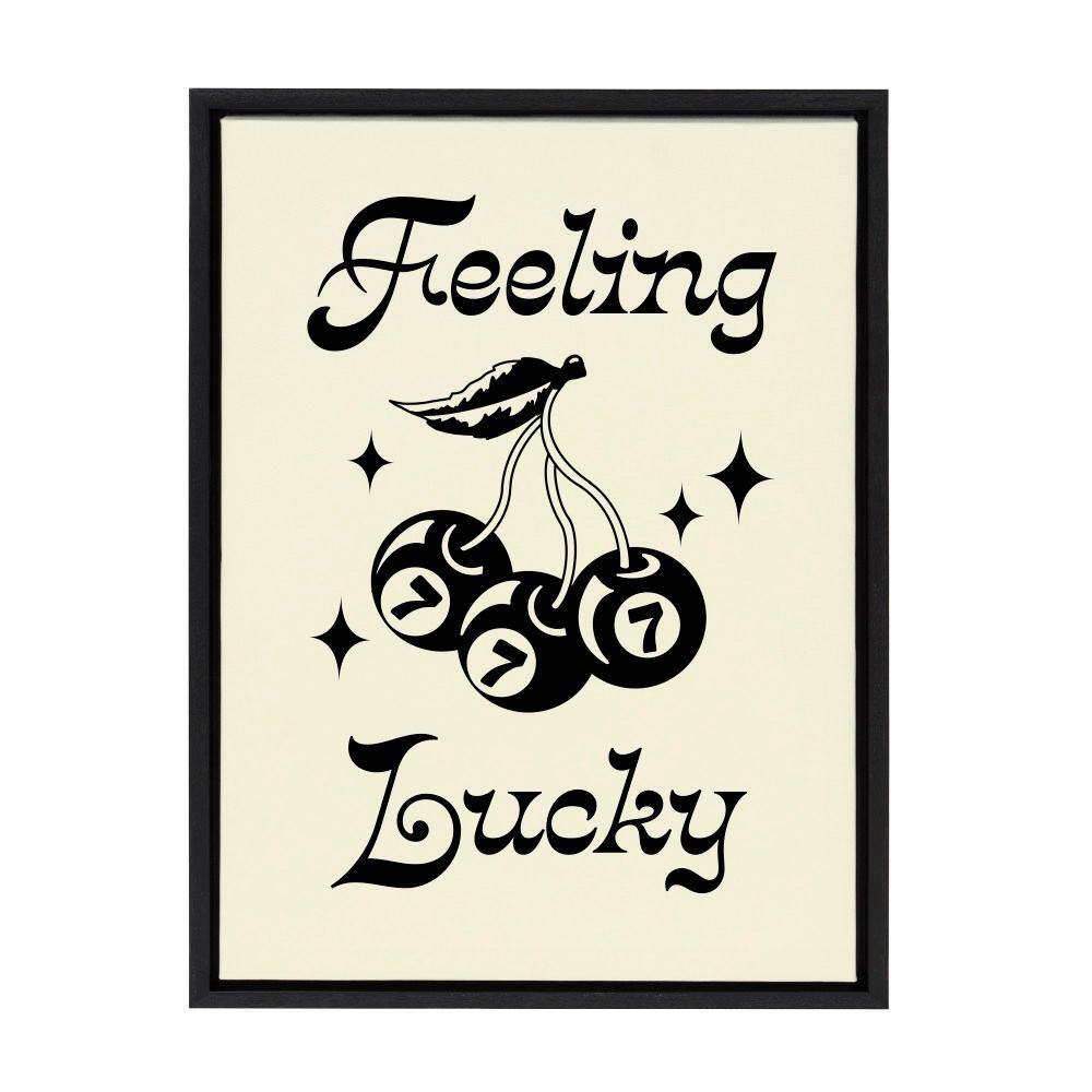 Feeling Lucky Black and White Canvas Sports Print, 18" x 24"
