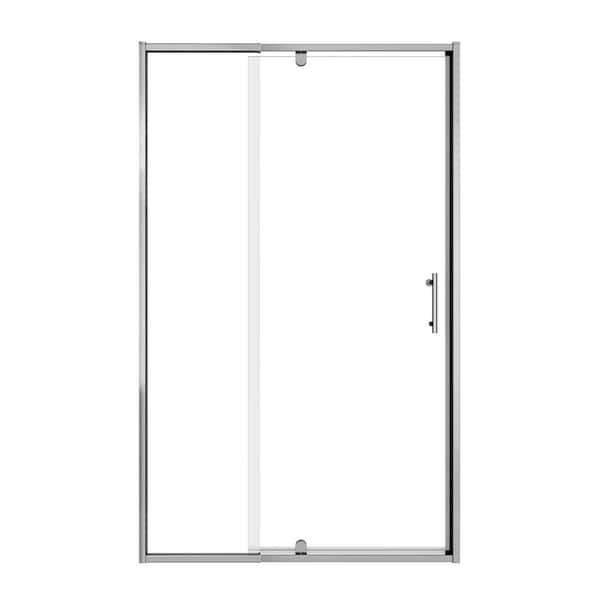 38-42 in. W x 71 in. H Framed Pivot Shower Door in Chrome with 1/4 in. Crystal Clear Tempered Glass