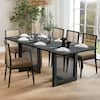 Dovelina Cinna Black Wood 79 in. Rectangle Double Pedestal Dining Table Seats 8 HD-2024082618