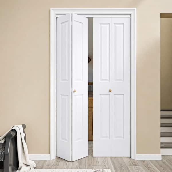 ARK DESIGN 48 in. x 80 in. 4-Panel White Primed Hollow Core MDF