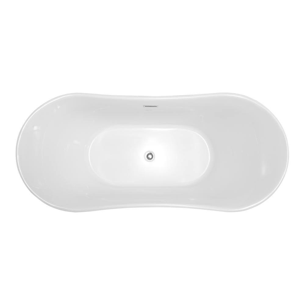 67'' White Freestanding Acrylic Soaking Bathtub
