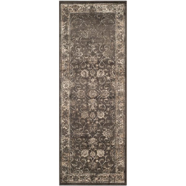 SAFAVIEH Vintage Soft Anthracite 2 ft. x 6 ft. Border Runner Rug