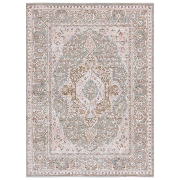 Ellwood 9 ft. x 12 ft. Olive/Beige Ornate Medallion Area Rug