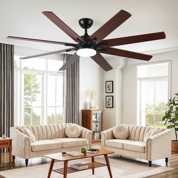 72 in. door/Outdoor Modern Black Ceiling Fan with Light, Remote Control, 6-Speed Reversible Quiet DC Motor