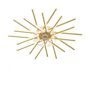 45 in. W Indoor Modern Fans Ceiling with Light Gold Flush Low Profile Ceiling Fan with Light for Bedroom Living Room