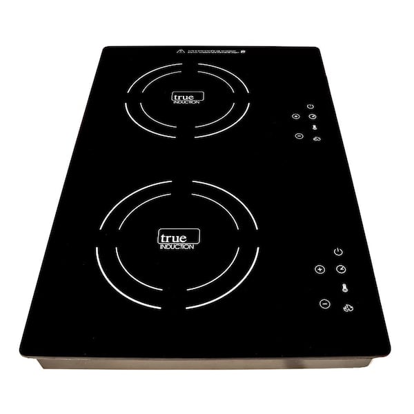 True Induction True Induction TI-2BN 14 in. Vertical Dual Element Black Induction Glass-Ceramic Cooktop 1750W 858UL Certified