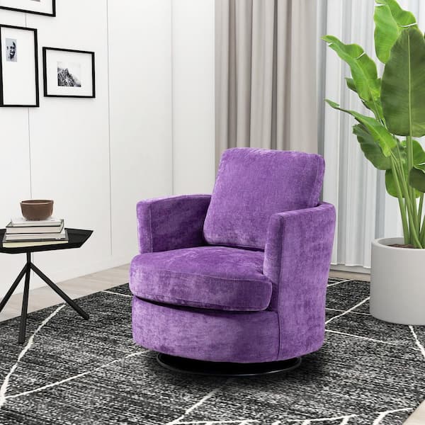 purple swivel armchair