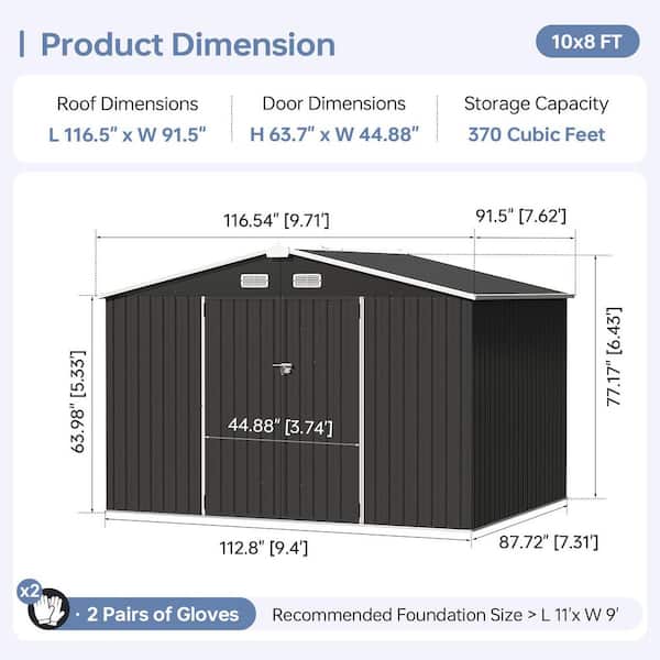 Reviews for Sizzim 10 ft. W x 7.4 ft. D Black Metal Shed with