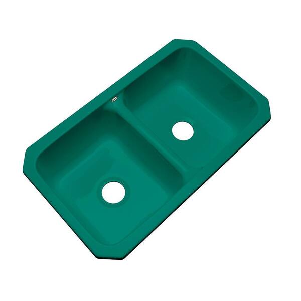 Thermocast Newport Undermount Acrylic 33 in. 0-Hole Double Bowl Kitchen Sink in Verde