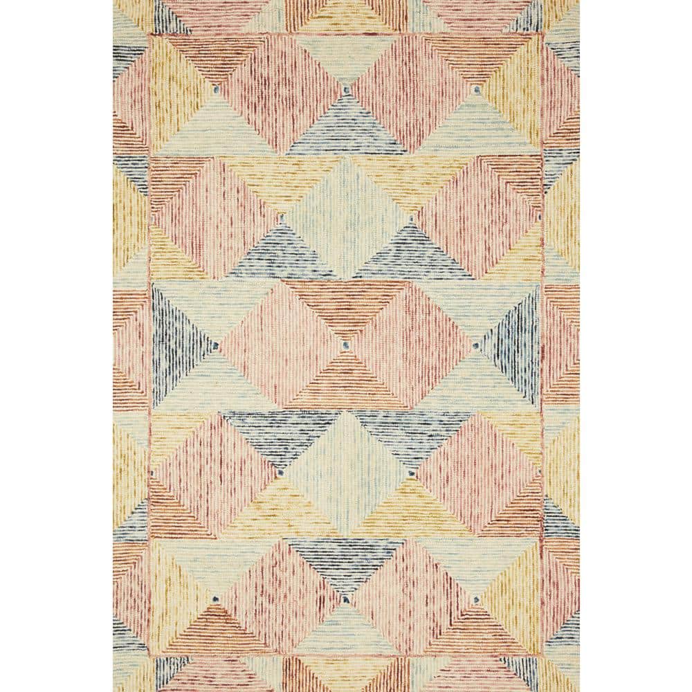 Handmade Ivory Multi Geometric Wool Area Rug