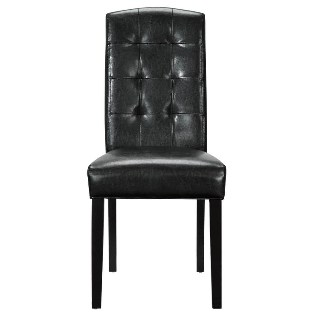 Perdure Black Faux Leather Upholstered Parsons Dining Side Chair