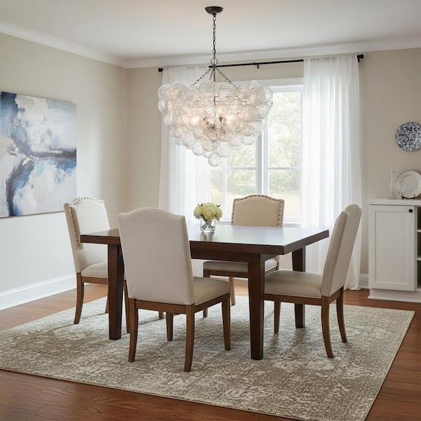 1-Light Black Bubble Ball Glass Integrated LED Chandelier, RGBCW Dimmable Cluster Ceiling Light for Dining Room, Bedroom