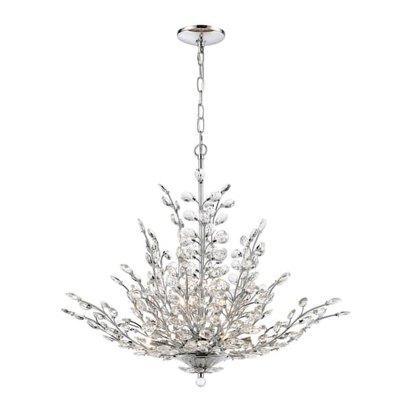 Titan Lighting Continuance 30 in. W 9-Light Polished Chrome Chandelier with No Shades