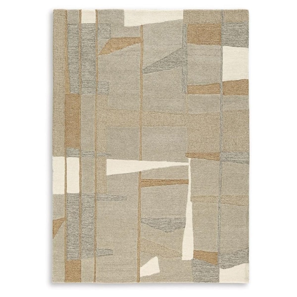 Teon 8 ft. x 10 ft.Taupe, Gray and Caramel Geometric Area Rug