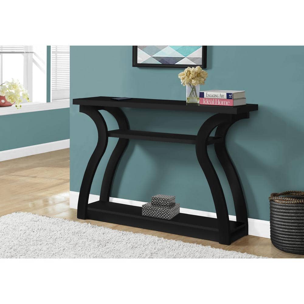 48 in. Black Standard Rectangle Console Table with Storage HD2439 - The Home Depot