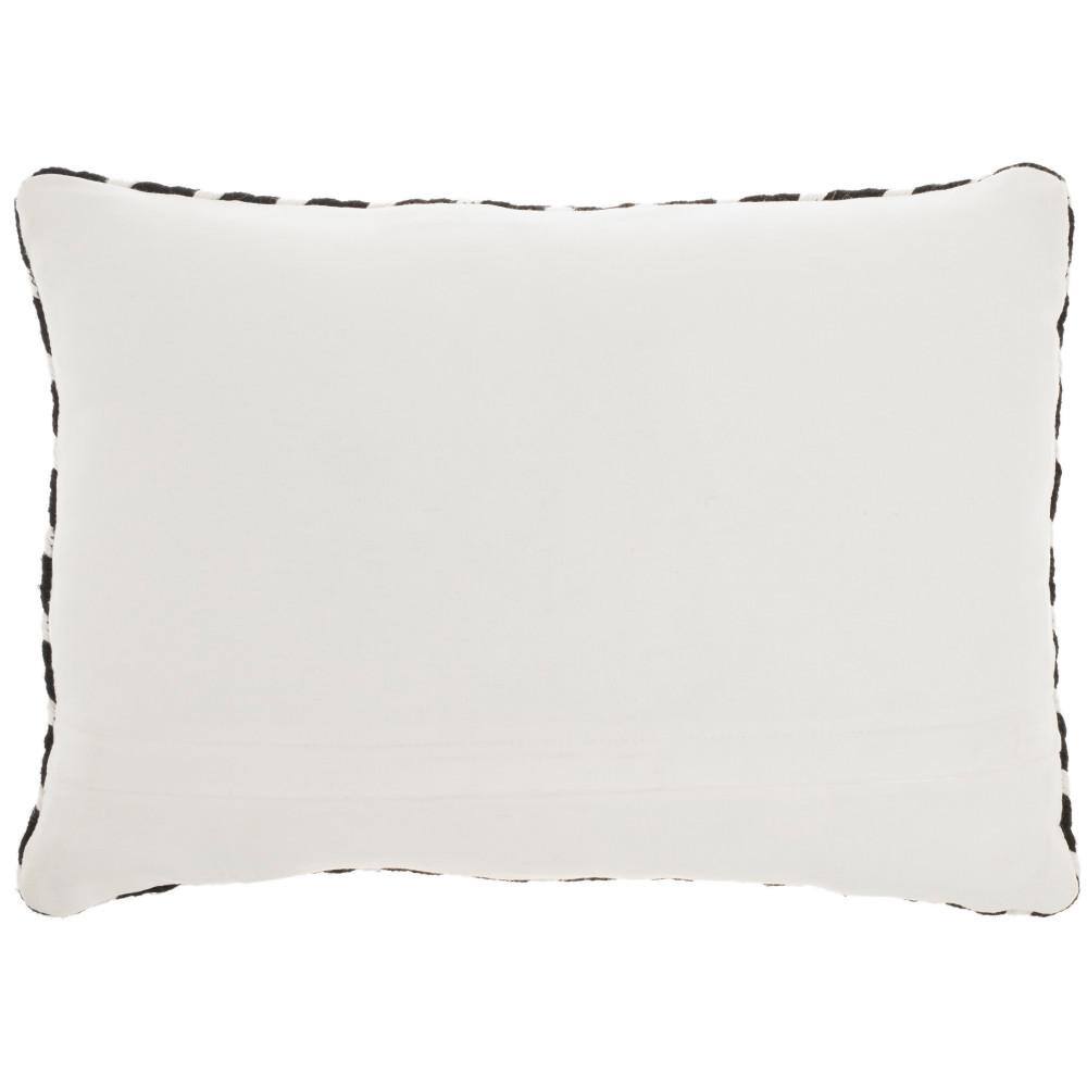 Black and Ivory Braided Polyester 14" x 20" Indoor/Outdoor Throw Pillow