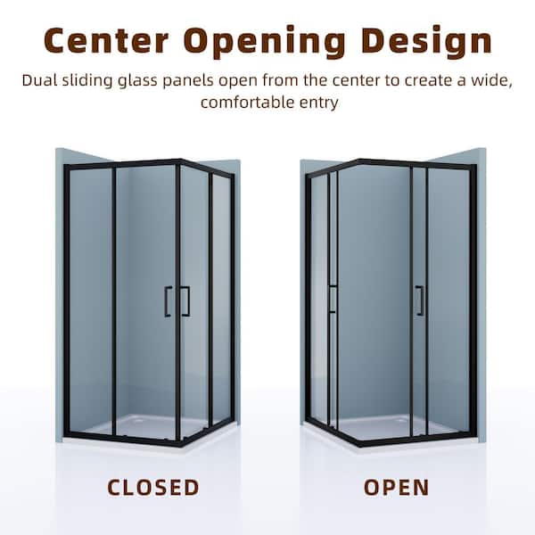 imperiol 36 in. W x 72 in. H Square Double Sliding Framed Corner