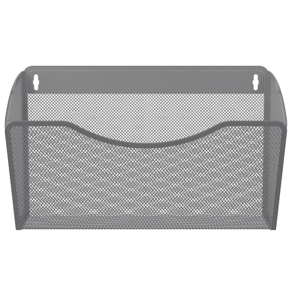 Silver Metal Mesh Vertical Wall Mount Magazine Rack Letter A4 File ...