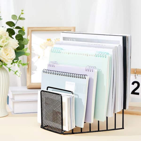 Simmer Stone Portariviste Inclinato 7 Slot – Organizer Da Scrivania In Metallo Oro Rosa Per Documenti, Cartelle E Riviste (21,3x19,8x16 Cm) - 2