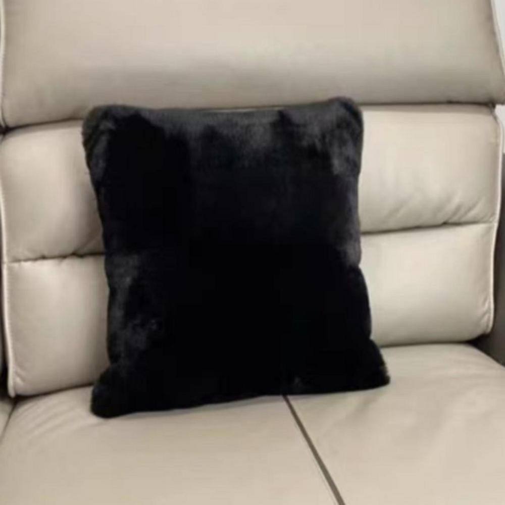 Agnes Luxury Chinchilla Black Velvet Touch Throw Pillow 100% Polyester Fill