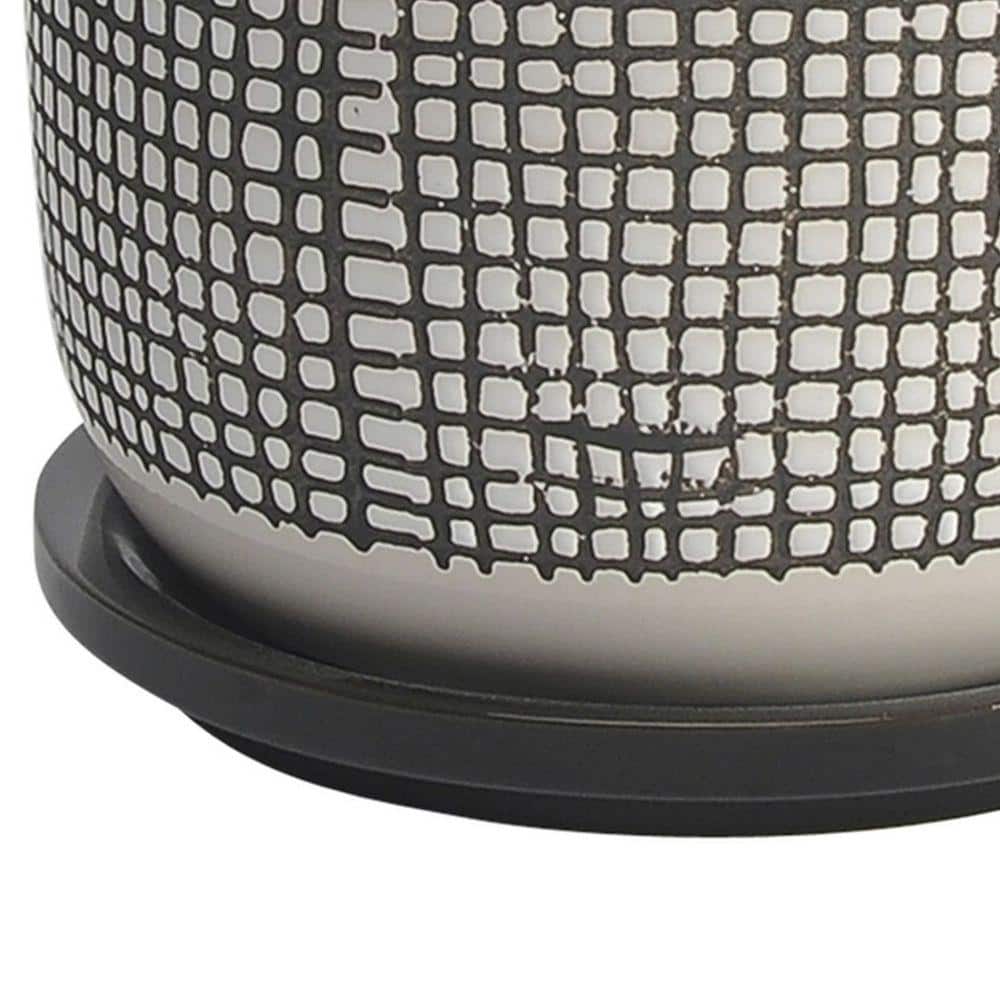 Classic Gray and White Ceramic Planter with Mesh Design, 6"