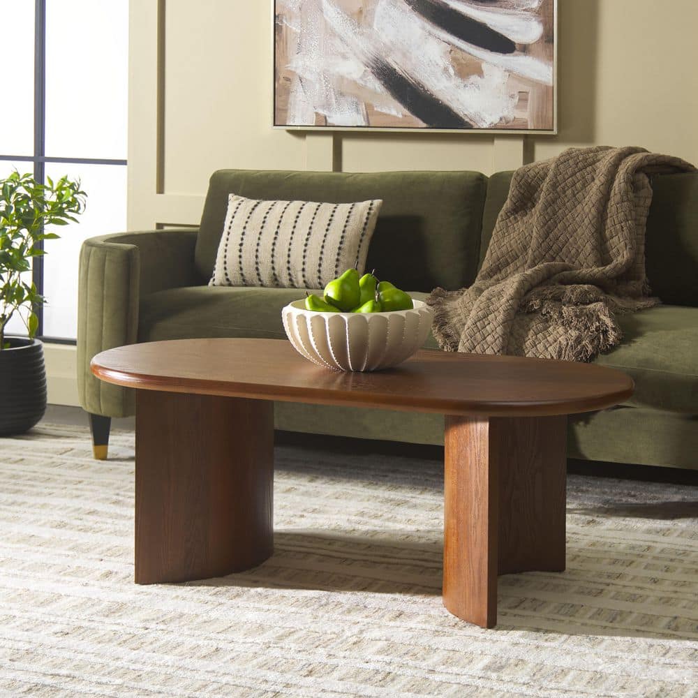 SAFAVIEH Osai 47.2 in. Walnut Rectangle Wood Coffee Table COF2309A