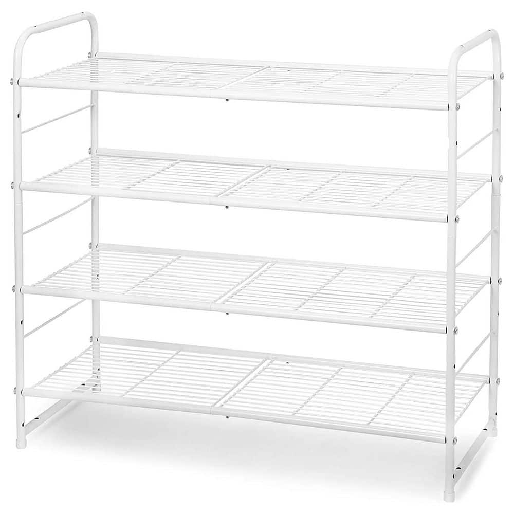 Timberlake 4-Tier Shoe Rack in White and Gray