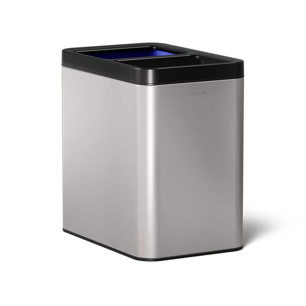 KOHLER 22-Liter Dual-Compartment Open-Top Trash Can in Stainless