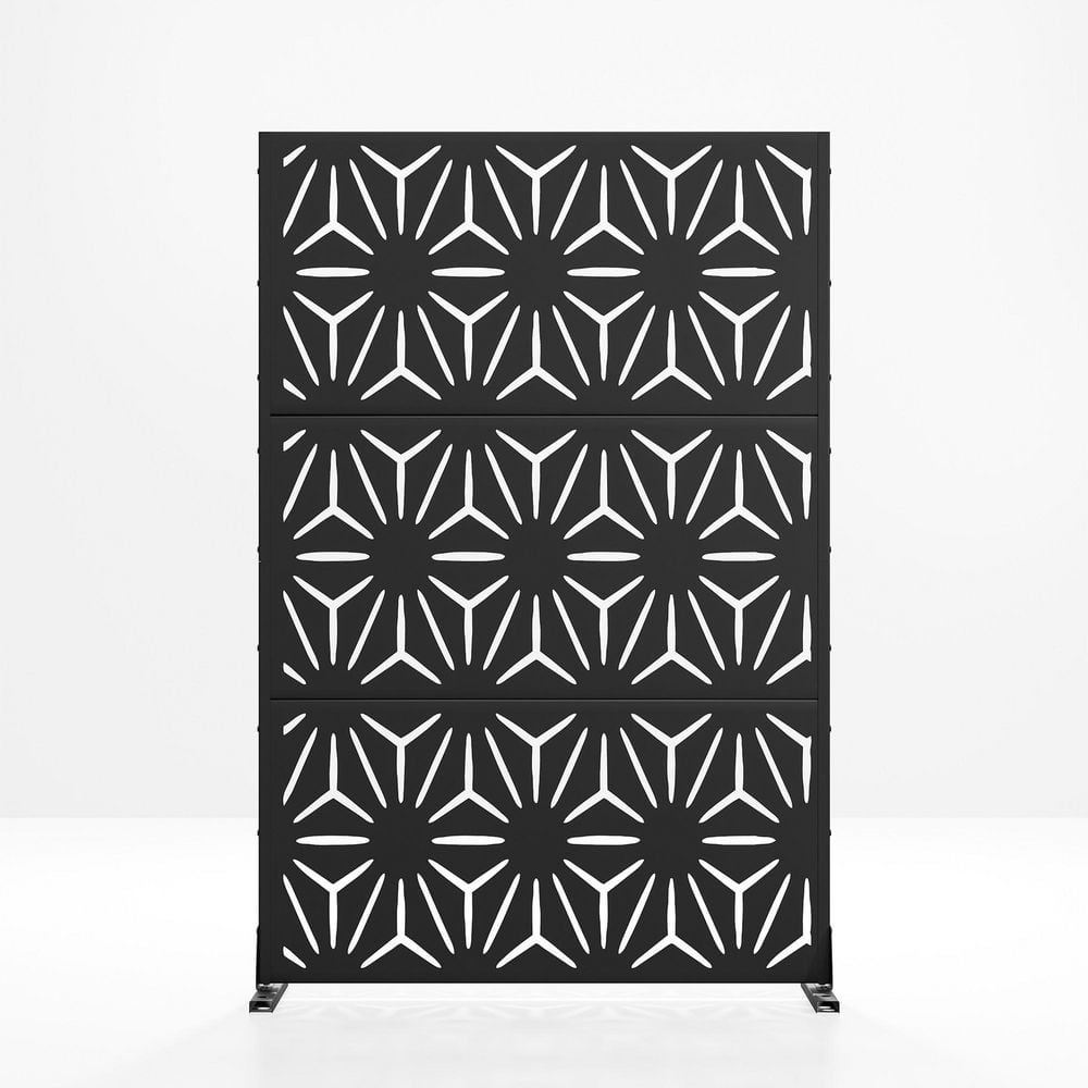 1-Piece 47.24 in. W x 72.05 in. H Rectangle Black Metal Privacy Screen Outdoor Decorative Art Panel price history on PriceWatchPro
