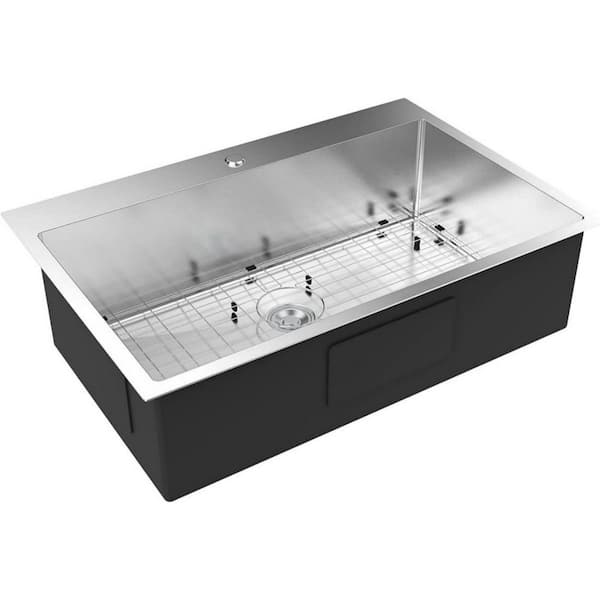 32 in. Drop-In/Undermount Single Bowl 18 Gauge Stainless Steel Kitchen Sink