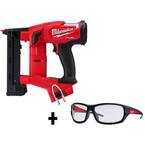 M18 FUEL 1/4 in. 18-Volt 18-Gauge Lithium-Ion Brushless Narrow Crown Stapler and Clear Performance Safety Glasses