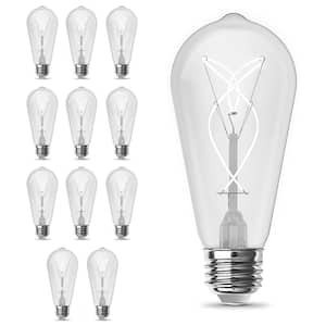 60-Watt Equivalent ST19 Dimmable Knot White Thin Filament Clear Glass E26 Vintage Edison LED Light Bulb 2100K (12-Pack)