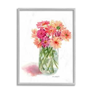 "Pink Daisy Watercolor Bouquet in Canning Jar" by Melissa Hyatt LLC Framed Nature Wall Art Print 11 in. x 14 in.