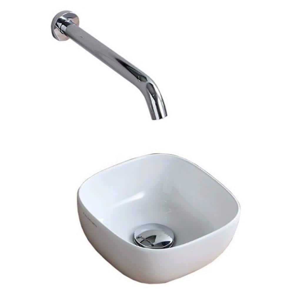 8.9'' White Ceramic Round Vessel Bathroom Sink