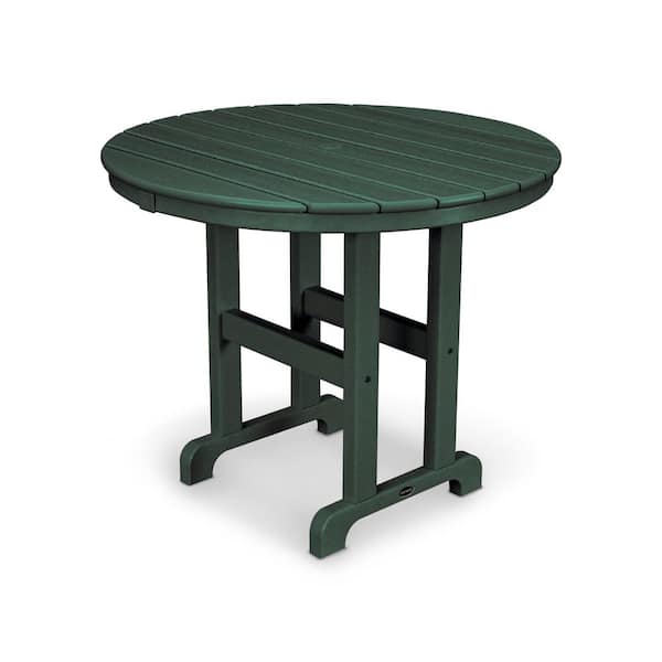 POLYWOOD La Casa Cafe 36 in. Green Round Plastic Outdoor Patio Dining Table