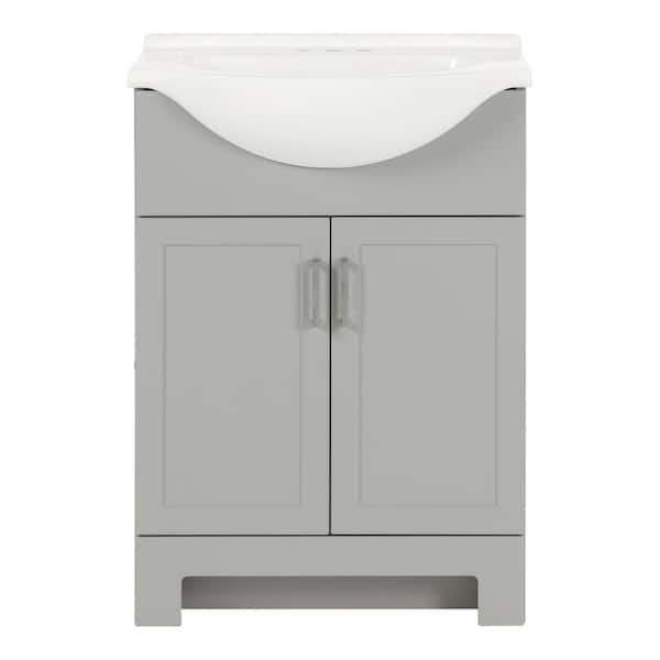 Weldon 25 in. Single Sink Pearl Gray Bath Vanity with White Cultured Marble Top (Assembled)