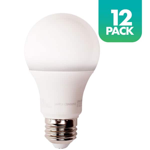 75-Watt Equivalent A19 Dimmable LED Light Bulb, 5000K Daylight, 12-pack