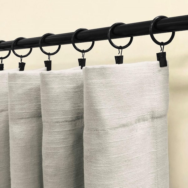 Matte Black Steel Curtain Rings with Clips (Set of 7)