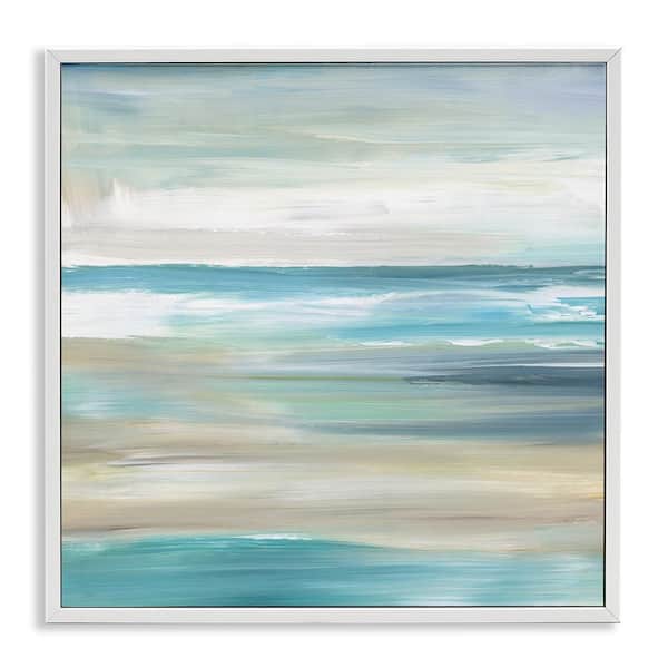 Abstract Beach Sand Ocean Waves by Nan White Framed Giclee Art Print Coastal 17 in. x 17 in.