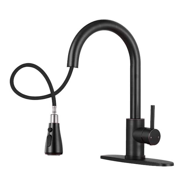 ORB 14.2 in. H Pull Out Sprayer Kitchen Faucet with 360° Spout Swivel Deckplate Included