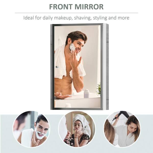 Silver 16 in. W x 24 in. H Stainless Steel Frame Bathroom Wall