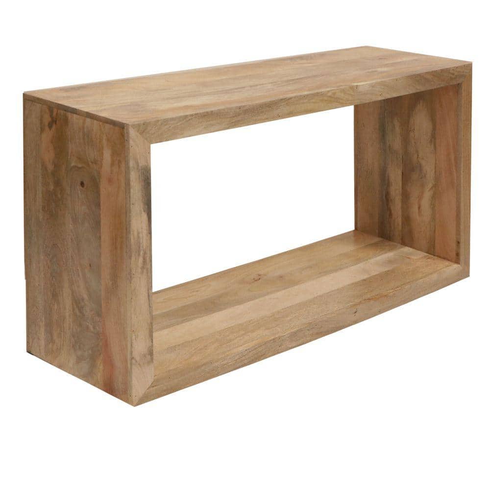 Natural Brown Mango Wood 52" Console Table with Storage Shelf