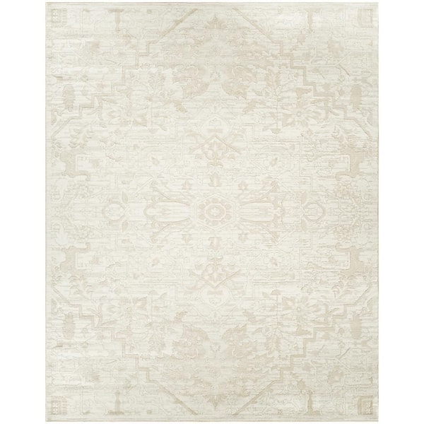 Dekor Ivory 9 ft. x 12 ft. Medallion Traditional Area Rug