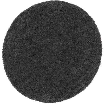 Malibu Shag Dark Grey 4 ft. x 4 ft. Shag Modern Round Area Rug