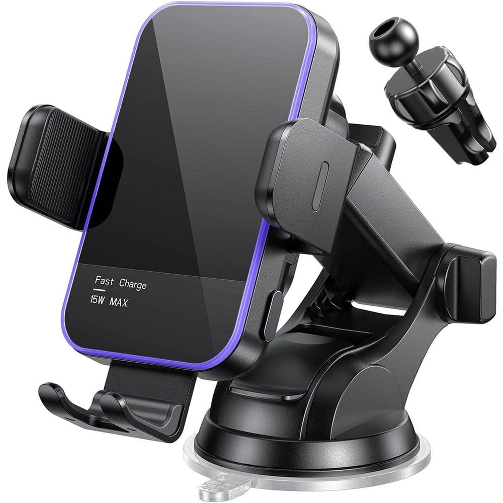 15W Wireless Car Charger Auto Clamping Phone Holder with RGB Backlit for iPhone and Samsung in Black price history on PriceWatchPro