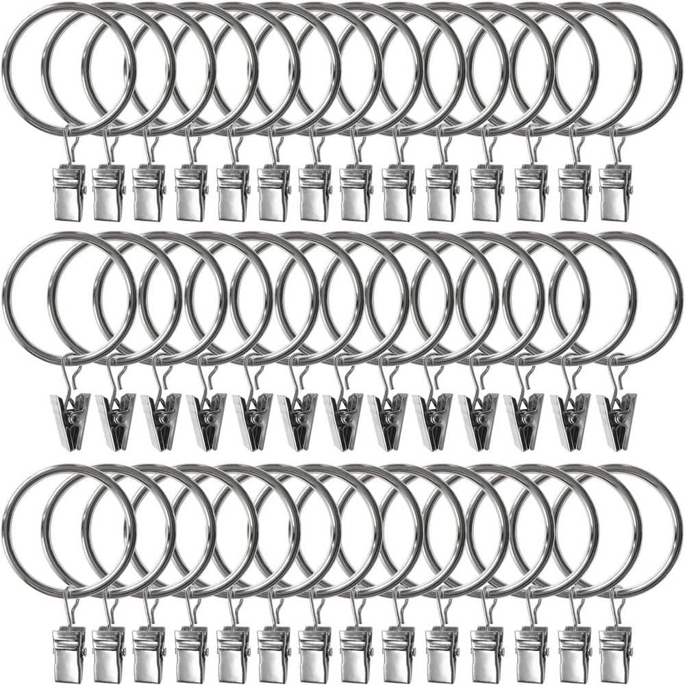 100-Pack Metal Shower Curtain Curtain Rings with Clips in Silver, Decorative Curtain Rod Clips 1.5 in. Interior Diameter price history on PriceWatchPro