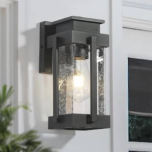Modern Black Outdoor Wall Light, 1-Light Minimalist Seeded Outdoor Wall Lantern Sconce Suitable for Front Entrance