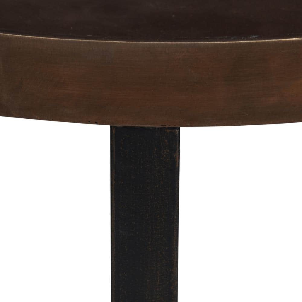 Zabel Round Bronze and Black Metal End Table, 24.5"