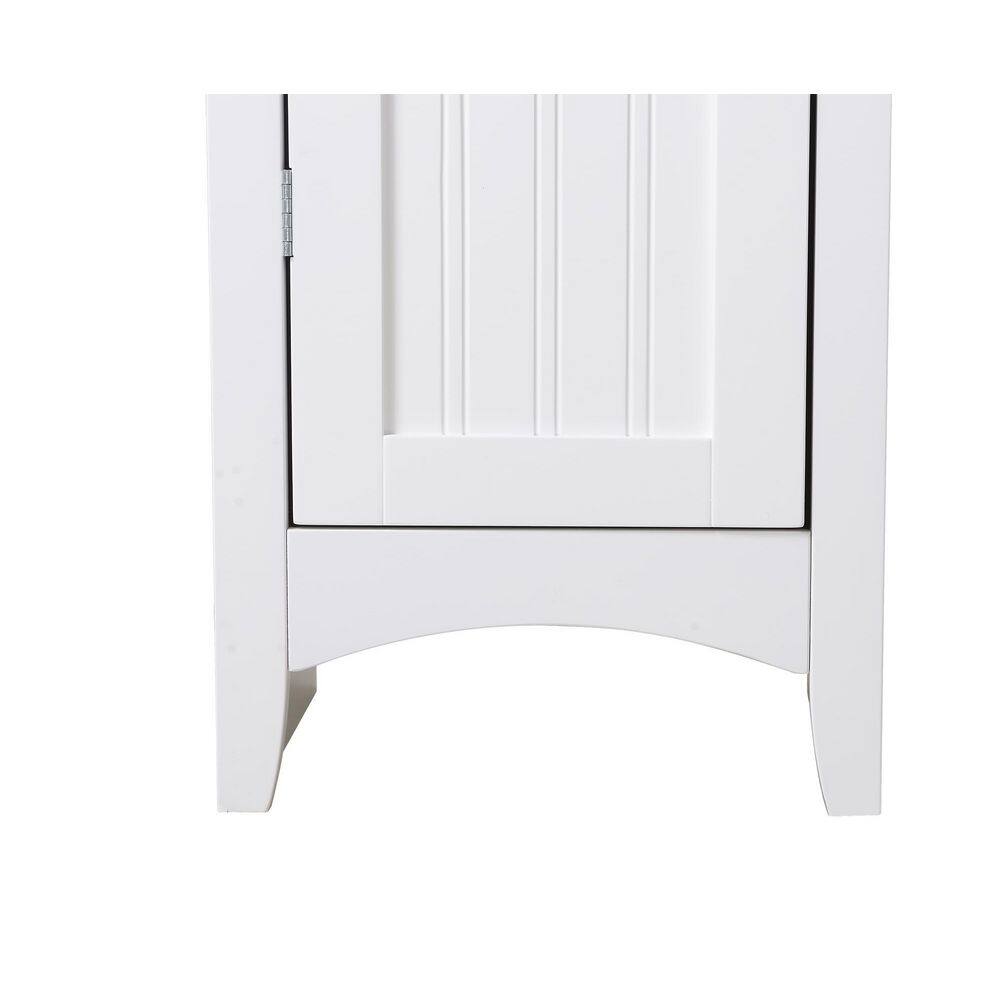 White Freestanding Pantry with Adjustable Shelving and Pine Top